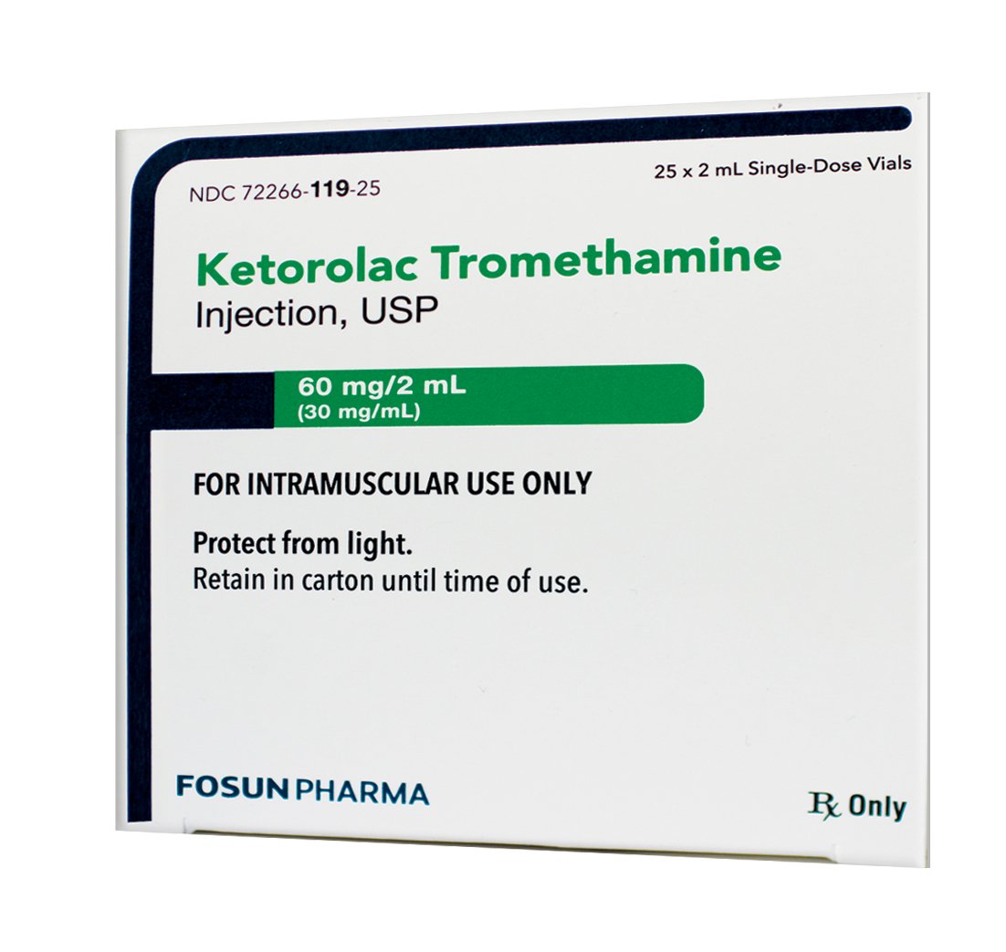Ketorolac Tromethamine, Preservative Free 60 mg / 2 mL Injection Single-Dose Vial 2 mL by Fosun Pharma USA Inc  ID 72266-0119-25